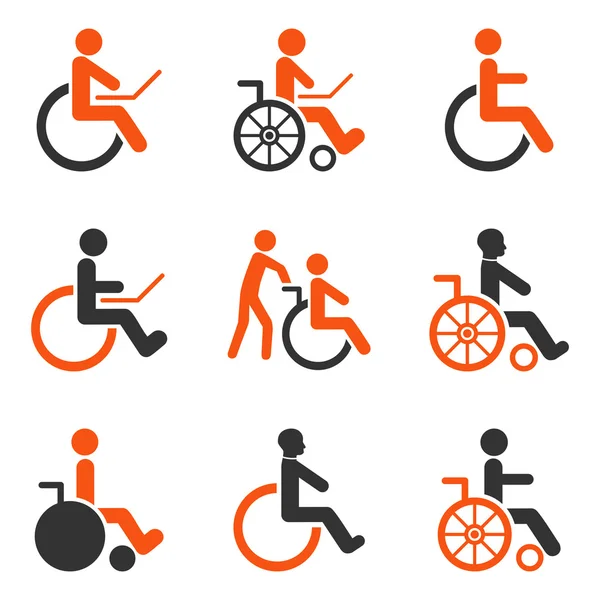Disabled Persons Flat Glyph Icon Set — Stock Photo, Image