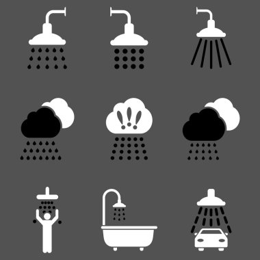 Duş Düz Vektör Simge Seti