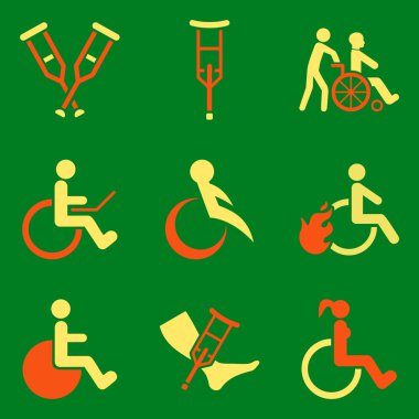 Engelliler Düz Vektör Simge Seti
