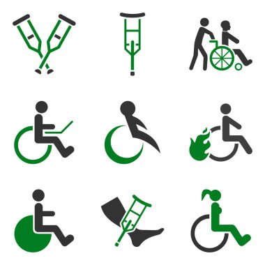 Engelliler Düz Vektör Simge Seti