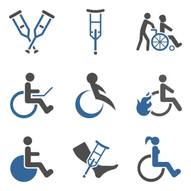 Engelliler Düz Vektör Simge Seti
