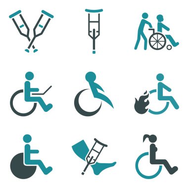 Engelliler Düz Vektör Simge Seti