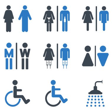 Tuvalet kişi düz vektör Icon Set