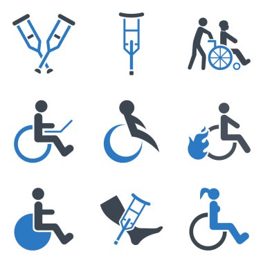 Engelliler Düz Vektör Simge Seti