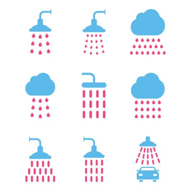 Duş Düz Vektör Simge Seti