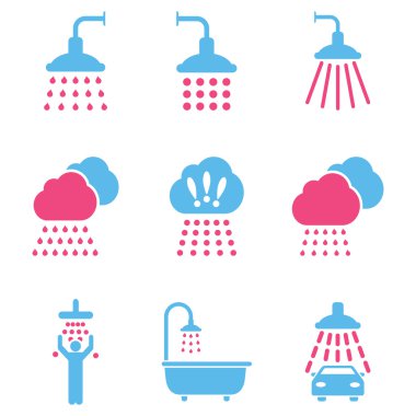 Duş Düz Vektör Simge Seti