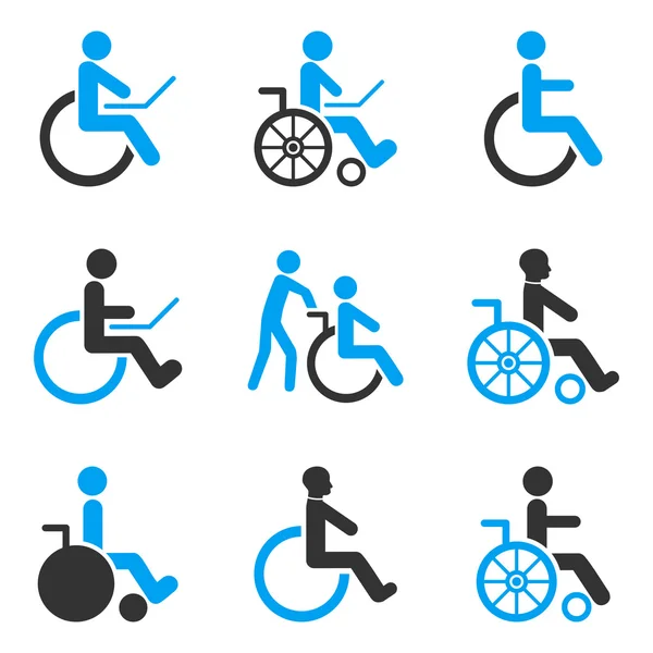 Zestaw ikon wektorowych płaskich osób niepełnosprawnych — Wektor stockowy