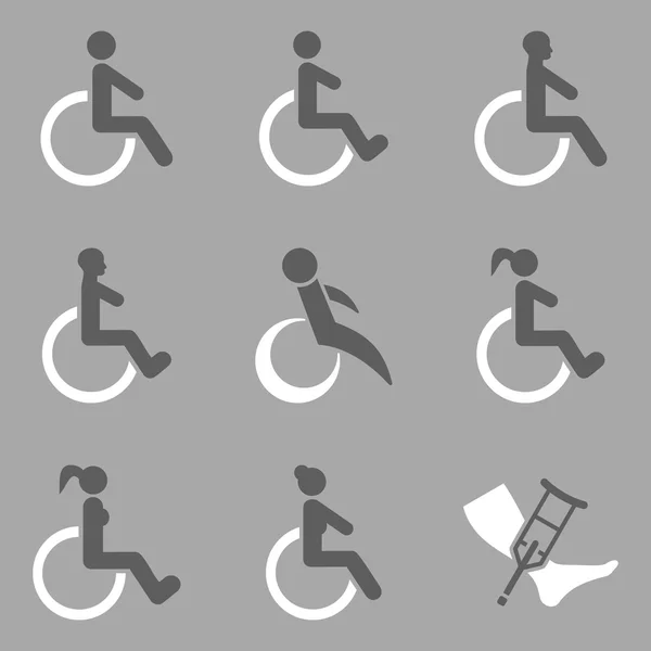 Gehandicapte personen plat Vector Icon set — Stockvector