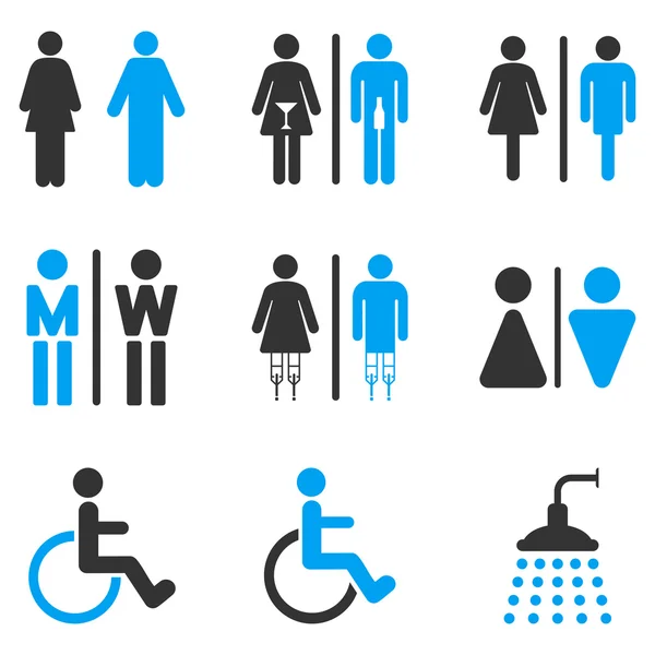 Set de iconos de vectores planos para personas de baño — Vector de stock