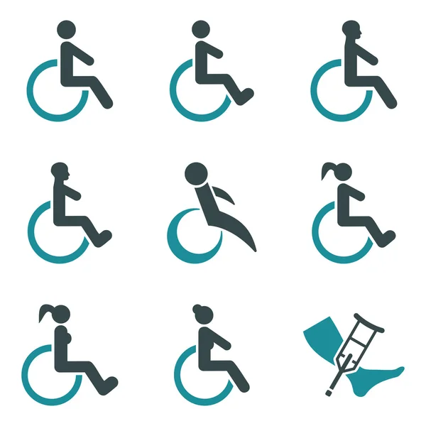 Disabled Persons Flat Vector Icon Set — Stock Vector