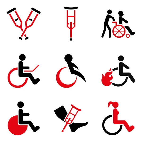 Zestaw ikon wektorowych płaskich osób niepełnosprawnych — Wektor stockowy