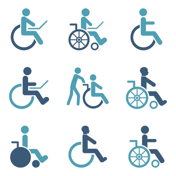 Disabled Persons Flat Vector Icon Set — Stock Vector