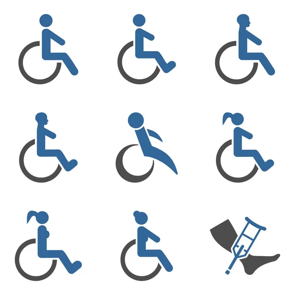 Disabled Persons Flat Vector Icon Set — Stock Vector