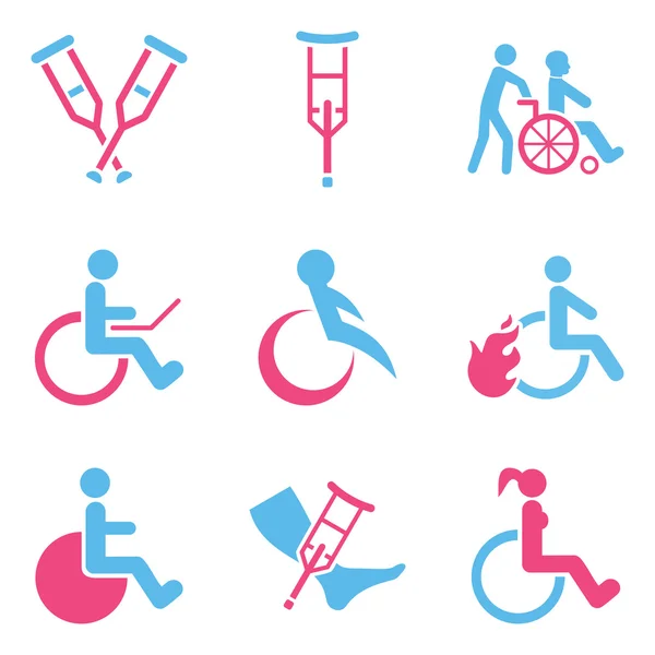 Disabled Persons Flat Vector Icon Set — Stock Vector