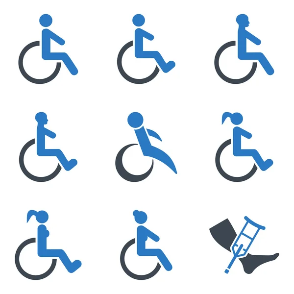 Set di icone vettoriali piatte per disabili — Vettoriale Stock