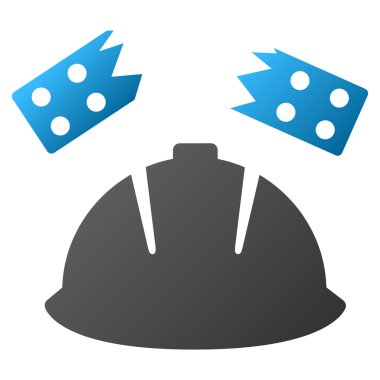 Tuğla kask kaza degrade glif simgesi