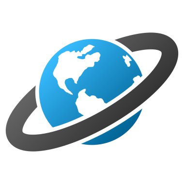 Halkalı gezegen degrade glif simgesi