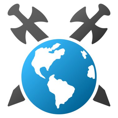 Dünya'ya kılıç degrade glif simgesi