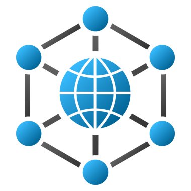 Küresel Web düğümleri degrade glif simgesi