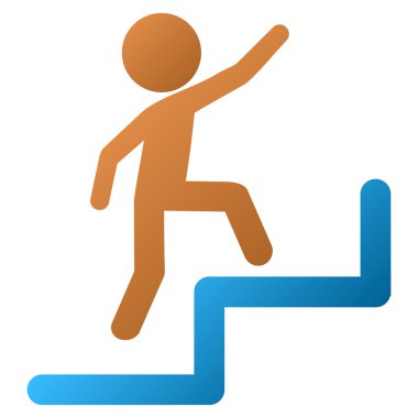 Çocuk yukarı gradyan glif simgesi adımlar