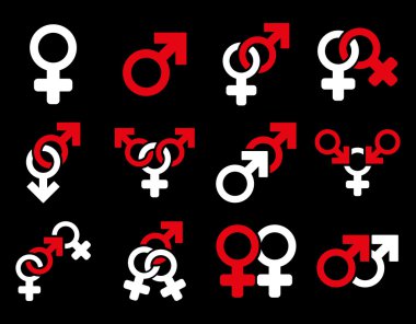 Cinsel ilişki sembolleri düz Raster Icon Set