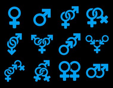 Cinsel ilişki sembolleri düz Raster Icon Set