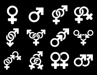 Cinsel ilişki sembolleri düz Raster Icon Set