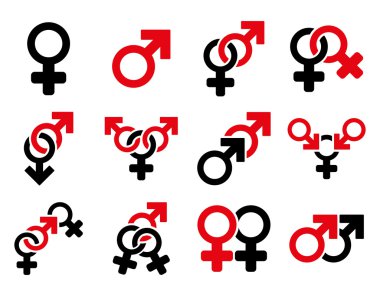 Cinsel ilişki sembolleri düz Raster Icon Set