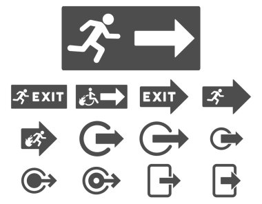 Yangın çıkış düz Raster Icon Set