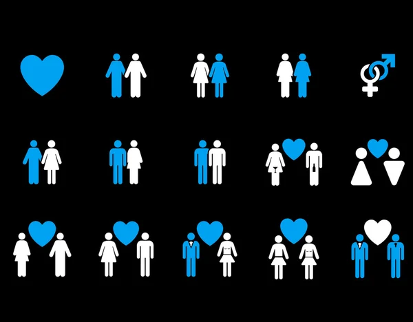 사랑 쌍 평면 래스터 아이콘 세트 — 스톡 사진