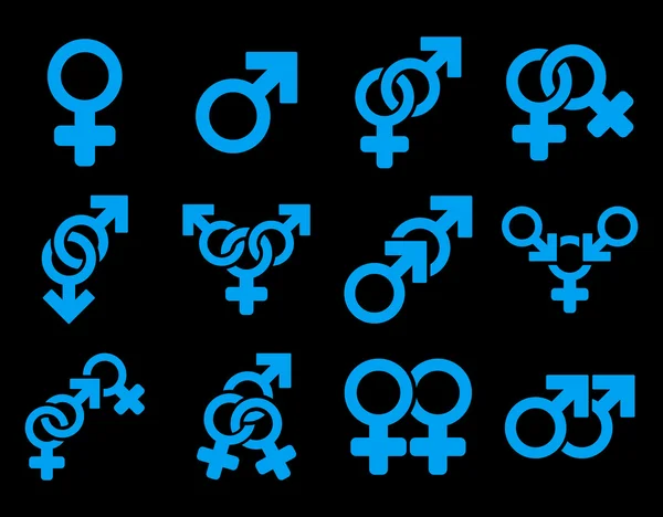 Символы сексуальных отношений с плоскими растровыми иконами — стоковое фото