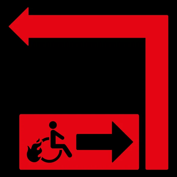 Osoba niepełnosprawna ogień wyjścia kolei lewe płaskie Raster ilustracja — Zdjęcie stockowe