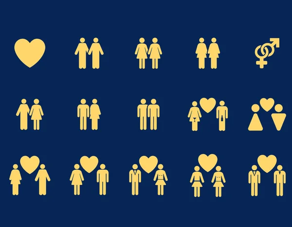 Love Pairs Flat Raster Icon Set — Stock Photo, Image