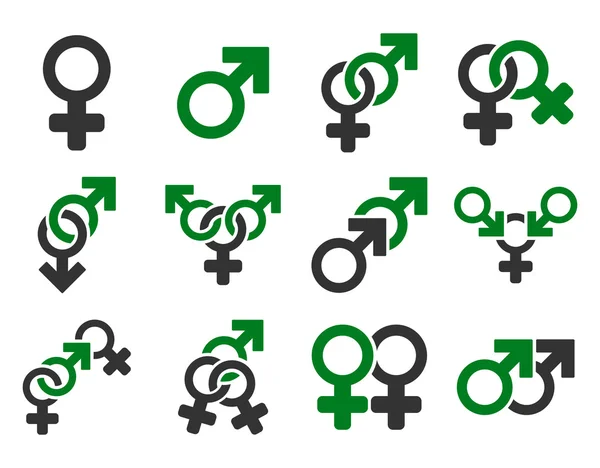 Símbolos de relación sexual Set de iconos de trama plana —  Fotos de Stock