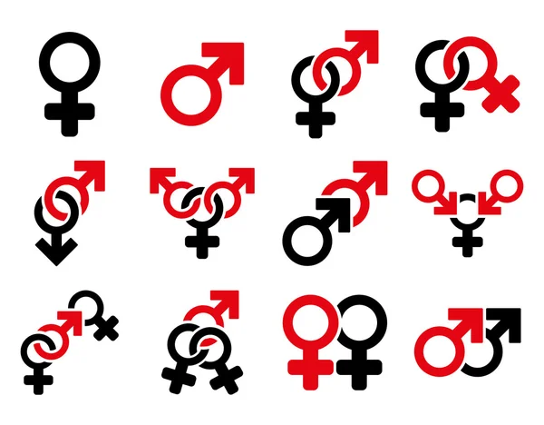 Sexual Relation Symbols Flat Raster Icon Set — Stock Photo, Image