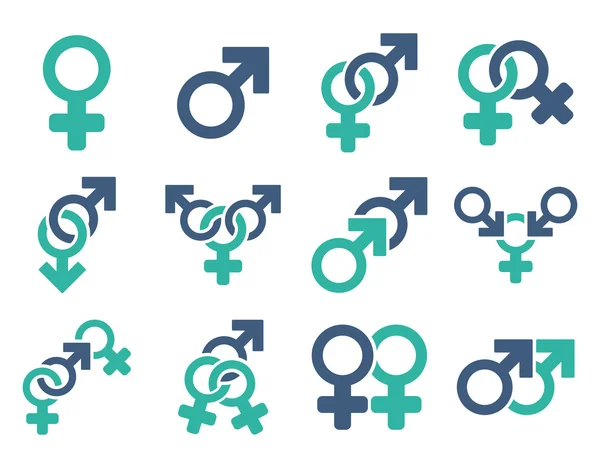 Sexual Relation Symbols Flat Raster Icon Set — Stock Photo, Image
