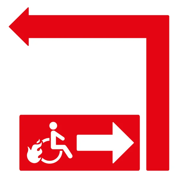 Disabled Person Fire Exit Turn Left Flat Raster Illustration — Stock Photo, Image