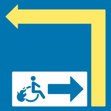 Özürlü yangın çıkış Turn sol düz vektör çizim