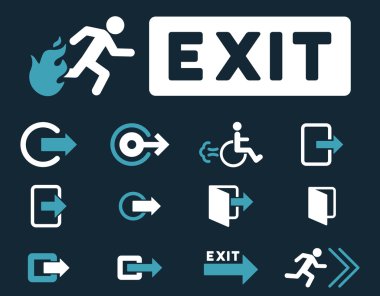 Yangın çıkış düz vektör Icon Set