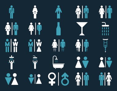 Tuvalet kişi düz vektör Icon Set