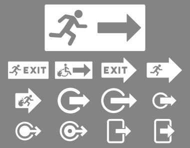 Yangın çıkış düz vektör Icon Set