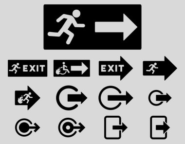 Yangın çıkış düz vektör Icon Set