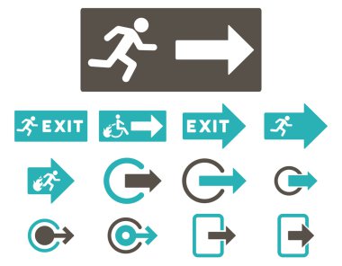 Yangın çıkış düz vektör Icon Set