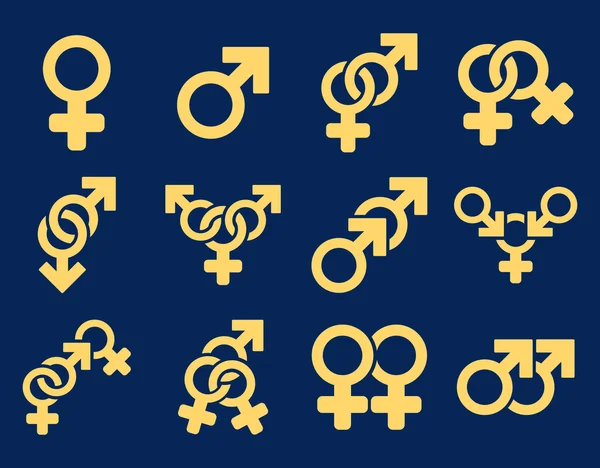 Seksuele relatie symbolen platte Vector Icon Set — Stockvector