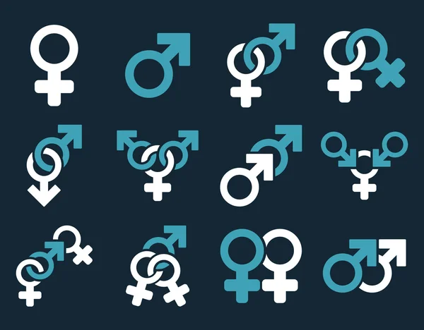 Cinsel ilişki sembolleri düz vektör Icon Set — Stok Vektör