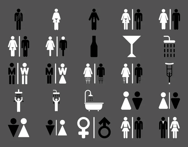 Toilette Personen flache Vektor Icon Set — Stockvektor