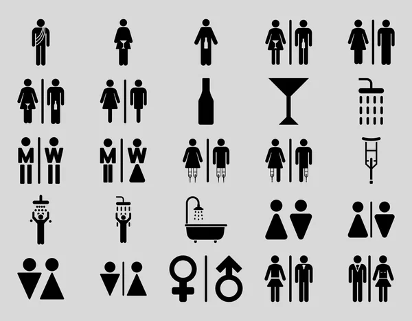 Toilet personen platte Vector Icon Set — Stockvector