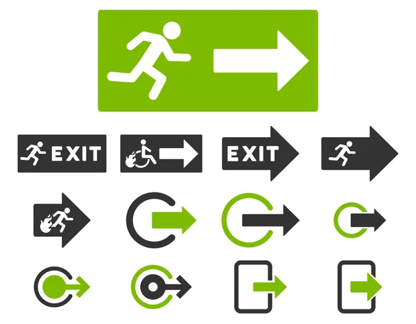 Ensemble d'icône vectorielle plate de sortie incendie — Image vectorielle