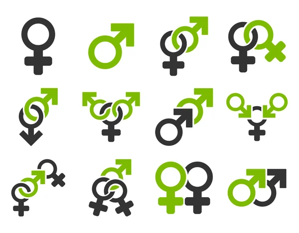 Seksuele relatie symbolen platte Vector Icon Set — Stockvector