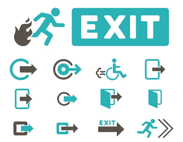 Oheň Exit ploché vektorový sada ikon — Stockový vektor